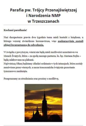 9 ofiarą koronawirusa w Polsce Ksiądz Henryk Borzęcki, proboszcz parafii Białopole w  Diecezji Zamojsko-Lubaczowskiej. To z tego powodu probostwo i Kościół w sąsiednich Trzeszczanach są zamknięte