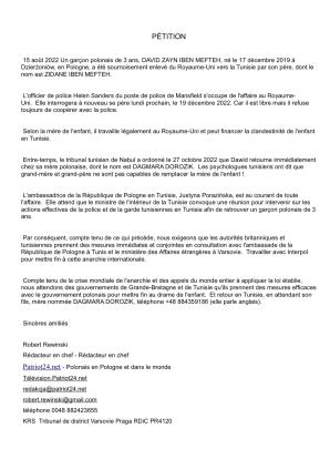 [VIDEO] Protest pod Ambasadą Tunezji w Warszawie. Gdzie jest 3-letni Polak? [FR/PL]