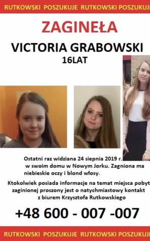 Rutkowski: 16-year-old VICTORIA GRABOWSKI disappeared in New York. Do you know who hides her in the UK? Call our emergency number +48 600 007007