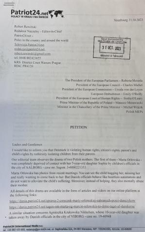[VIDEO] Złożona przez PATRIOT24.NET petycja dot. łamania praw polskich dzieci i matek w Danii uznana za zasadną! Dziś o 15:30 w Parlamencie Europejskim w Brukseli debata na ten temat!