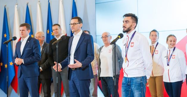 Spotkanie premiera Mateusza Morawieckiego z medalistami Halowych Mistrzostw Świata 2018 w Birmingham