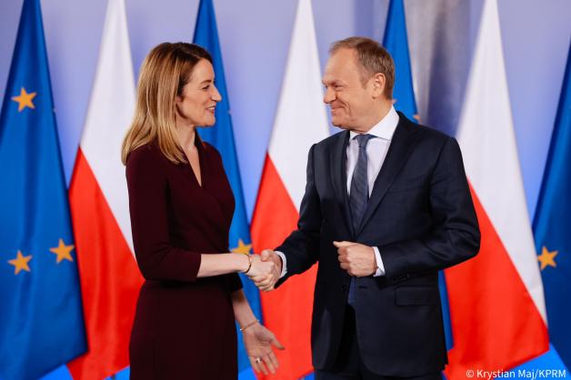 [VIDEO] W Kancelarii Prezesa Rady Ministrów, Premier Donald Tusk spotkał się z Przewodniczącą Parlamentu Europejskiego Robertą Metsolą. Musimy zadbać o bezpieczeństwo żywnościowe całej Unii Europejskiej